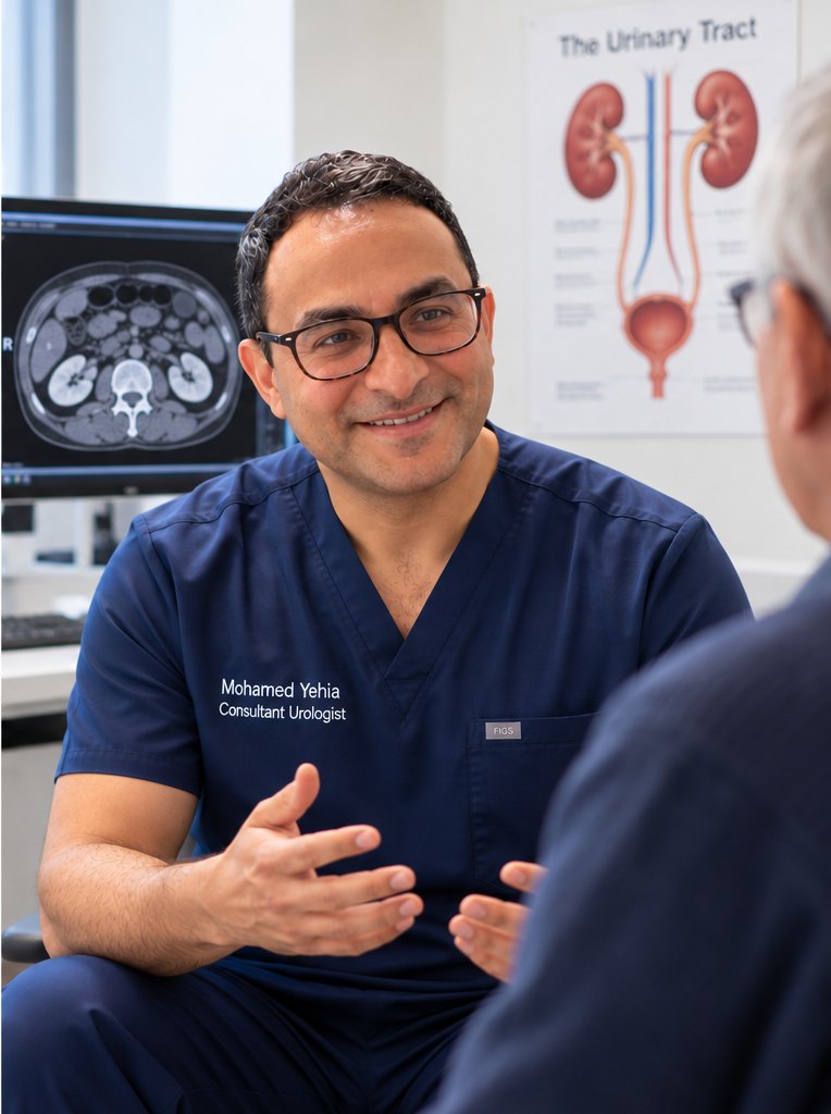 Mr Yehia Abdallah in consultation with a patient